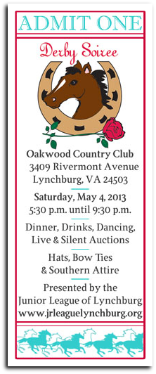 x130504 Junior League of Lynchburg: 4th ANNUAL DERBY DAY SOIREE x130504 Junior League of Lynchburg: 4th ANNUAL DERBY DAY SOIREE